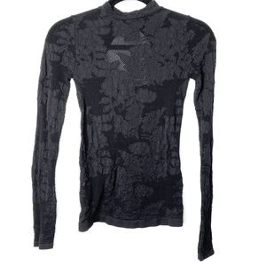 bebe Lace/ Mesh Long Sleeve Top